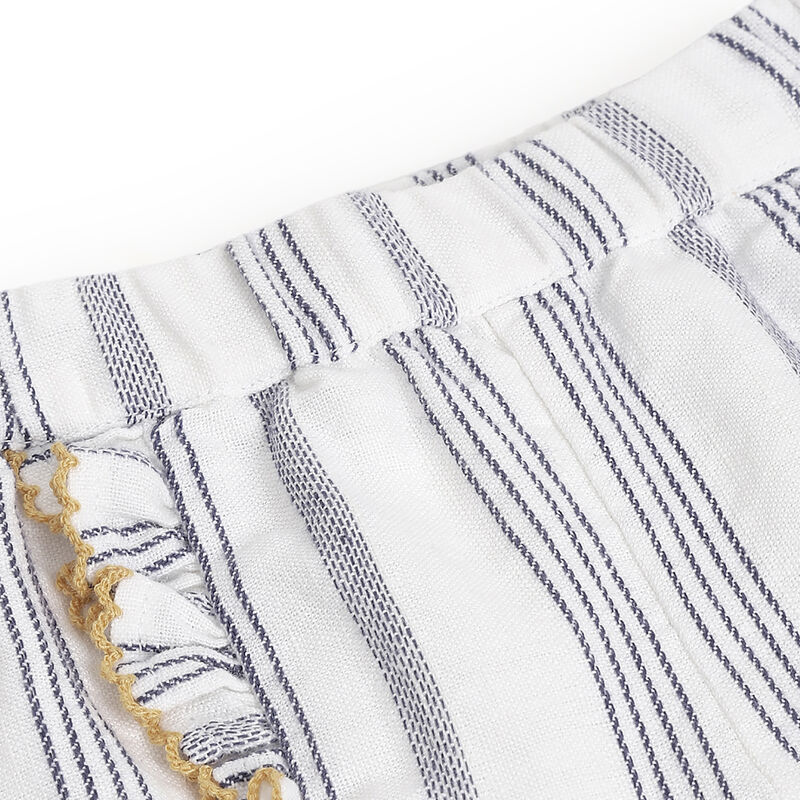 Girls White and Blue Striped Shorts image number 2